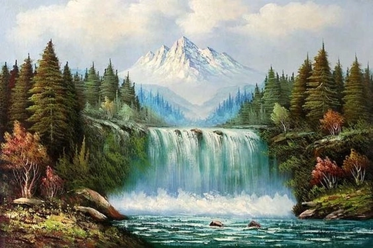 NORIMPEX Számfestő tájkép vízeséssel és heggyel 40 × 50 cm