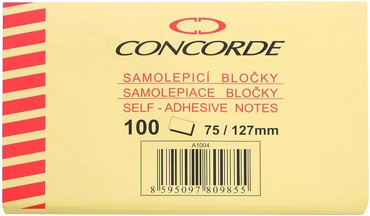 Öntapadó jegyzettömb sárga 75 × 127 mm, 100 lap
