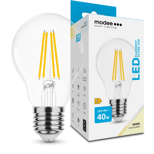 Modee Smart Lighting LED filament izzó Globe E27 4 W semleges fehér