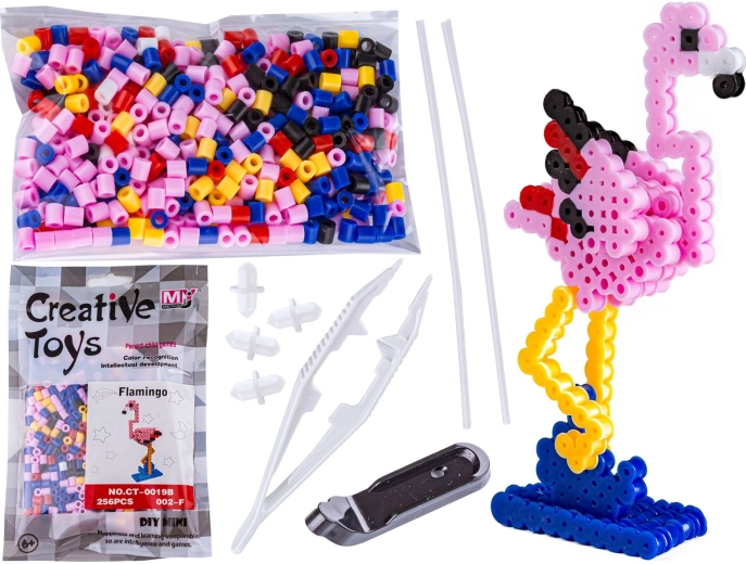 3D vasalható gyöngyök – flamingó (madár) tasakban
