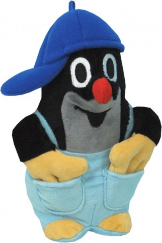 Krtek plüss figura kék sapkával és nadrággal 26 cm