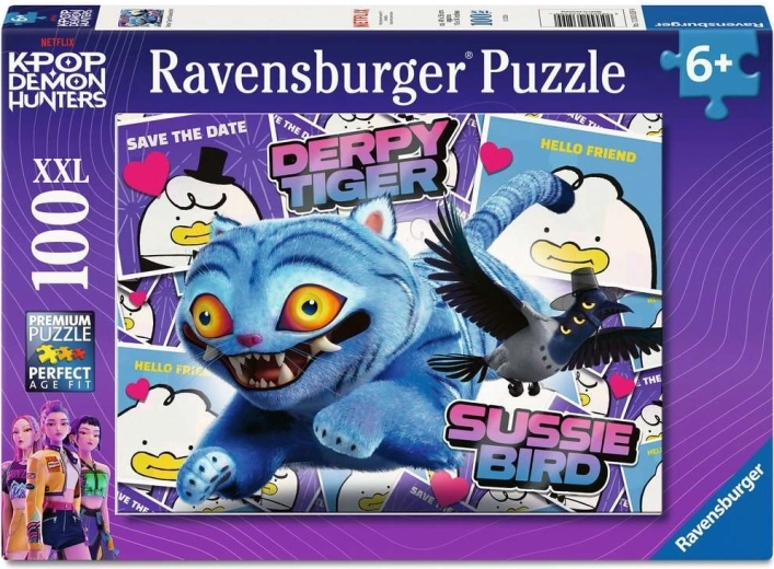 Ravensburger puzzle K-pop: Bolondos tigris és Sussie madárka XXL 100 darab