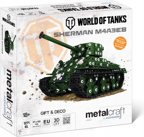 Sherman M4A3E8 fém tankmodell Metalcraft World of Tanks