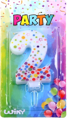 Party gyertya 2-es szám pöttyökkel