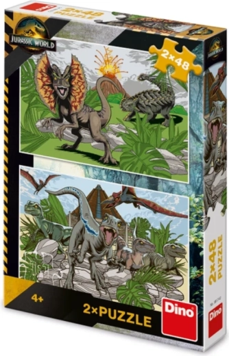 Jurassic világ gyerek puzzle 2×48 darab