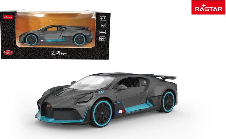 Fém kisautó Bugatti Divo 1:32 szürke Rastar
