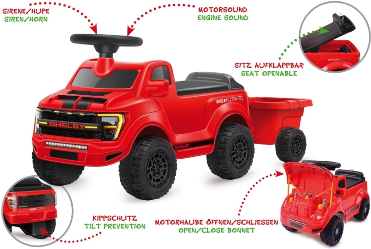 JAMARA Shelby Ford F-150 Raptor piros, utánfutóval