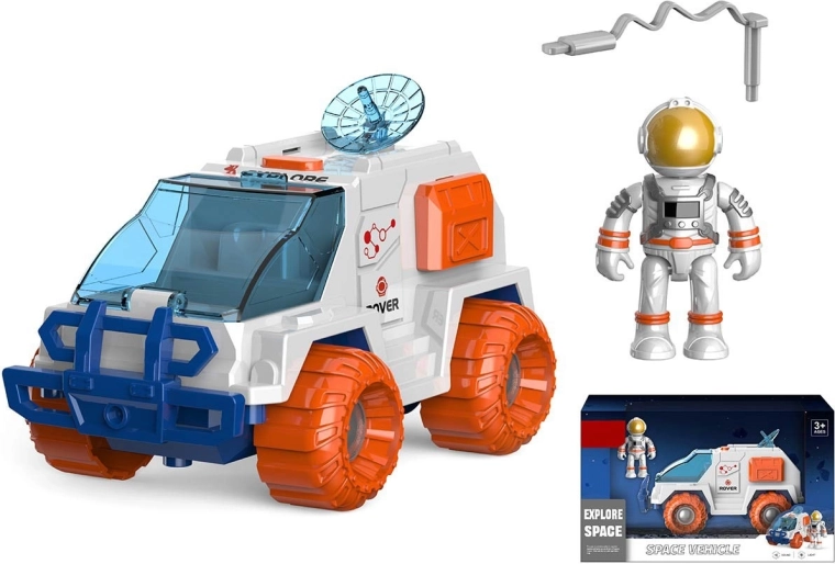 Űrjármű űrhajóssal, fénnyel és hanggal