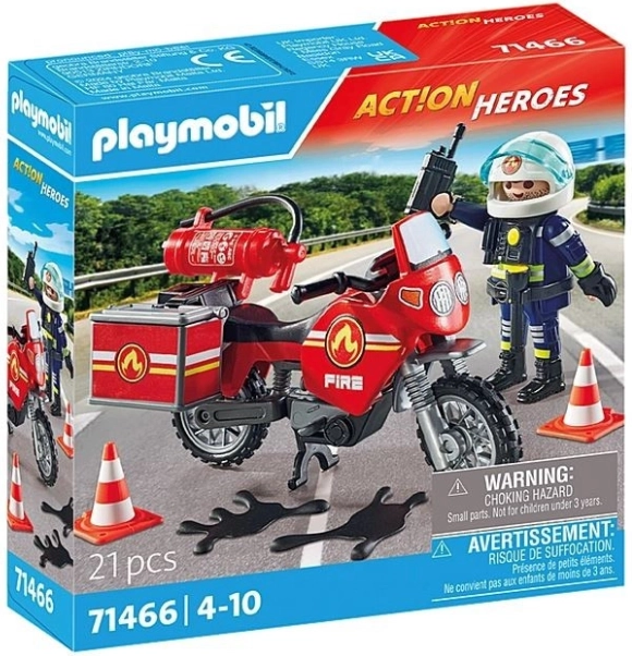 Playmobil tűzoltó motorkerékpár baleseti helyszínen figurával