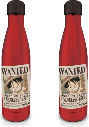 One Piece rozsdamentes acél palack Wanted Luffy