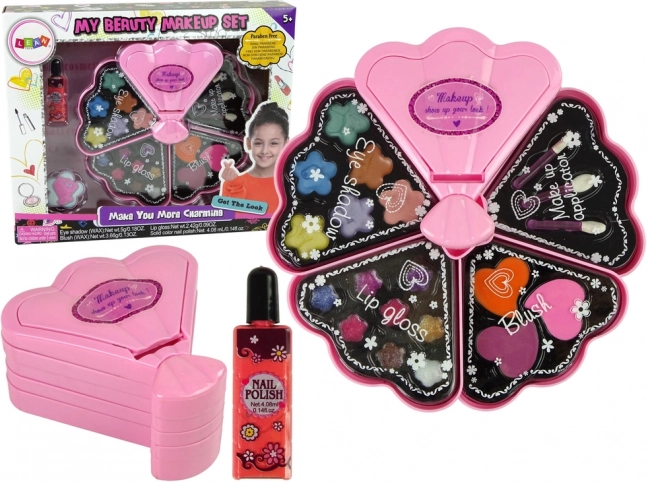 Rózsaszín csigahéj alakú kozmetikai készlet