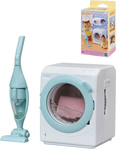 Sylvanian Families automata mosógép és porszívó kiegészítőkkel