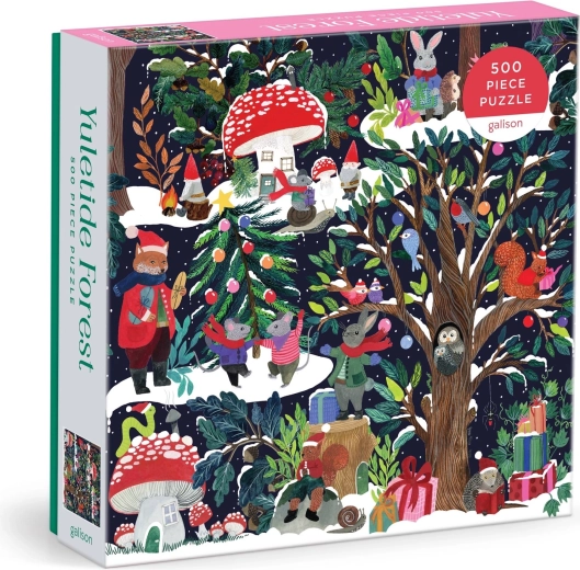 Galison négyzet alakú puzzle – Karácsonyi erdő, 500 darabos