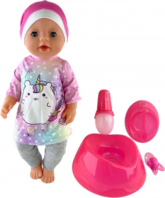 Pisilő baba tartozékokkal 45 cm