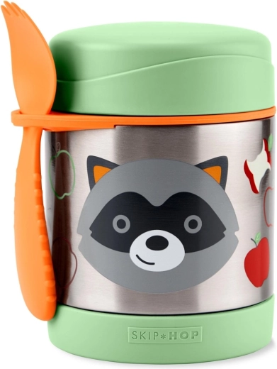 Skip Hop Zoo ételtermosz kanál-villával – mosómedve 325 ml