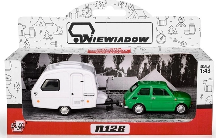 Fiat 126p lakókocsival Niewiadów N-126, zöld