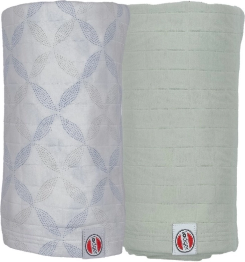 Lodger swaddler organikus pamutból Matcha peppermint/blue fogg 110 × 110 cm - 2 db