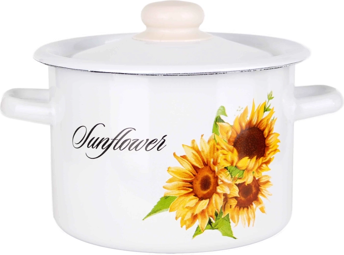 Zománcozott lábas fedővel TORO 3 l napraforgó