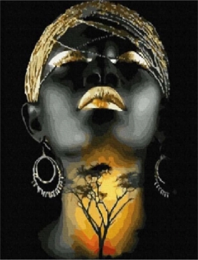 Gyémántfestés Afrikai nő 30 × 40 cm