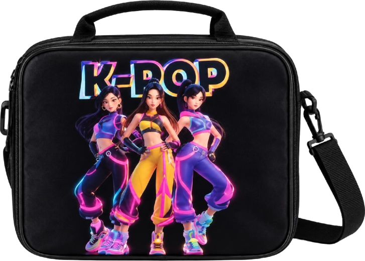 K-Pop Demon Hunters HUNTR/X termo uzsonnás táska, fekete