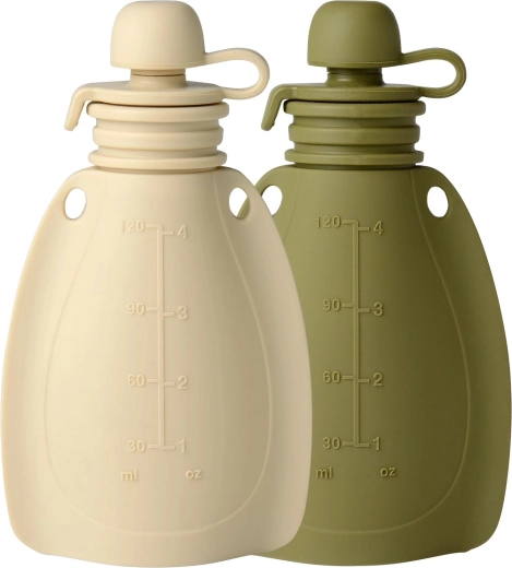 Mininor szilikon újratölthető uzsonnás tasak soft rabbit/moss green, 2 db