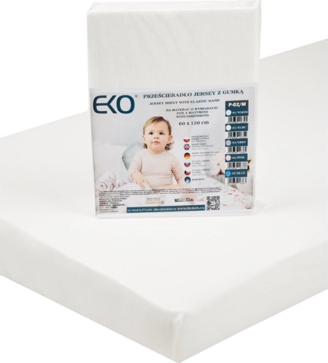 EKO gumis jersey lepedő fehér 120 × 60 cm