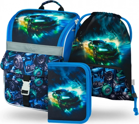 Baagl Zippy iskolai szett Versenyautó – iskolatáska, tolltartó és zsák