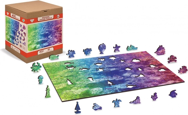 Kétoldalas fa puzzle Korallzátony 2 az 1-ben, 100 darab