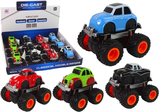 Fém kisautó nagy kerekekkel – különböző változatok