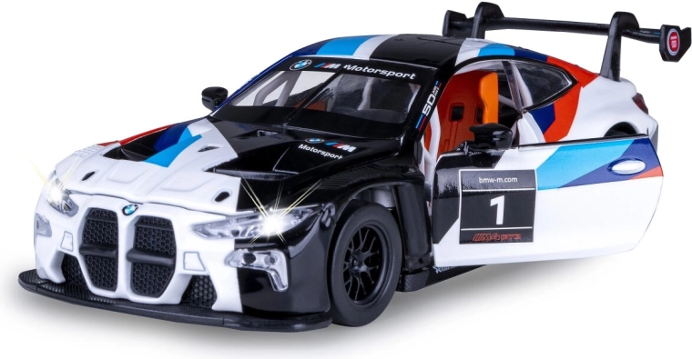 BMW M4 GT3 fémmodell, 1:24, fehér