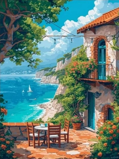 Gyémántszemes kirakó – kilátás a sziklákra 30 × 40 cm