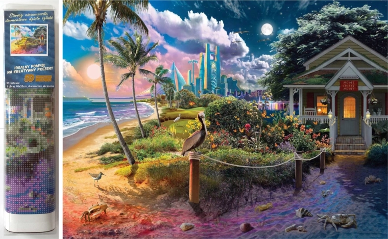 NORIMPEX gyémántfestés – tengerparti ház 30 × 40 cm