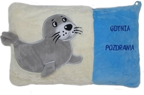 Plüss fókás párna „Üdvözlet Gdyniából”