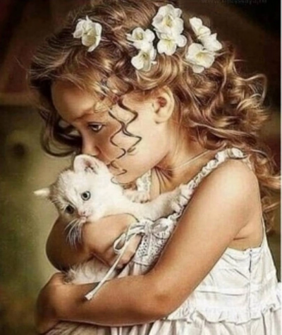 Gyémántmozaik – Lány kiscicával