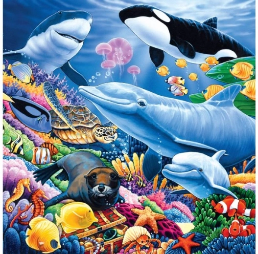 Gyémánthímzés (diamond painting) tenger alatti világ 30 × 30 cm