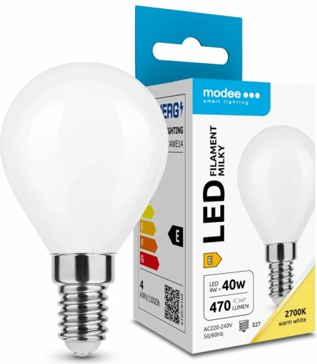 Modee LED izzó Filament Milky Globe Mini G45 4 W E14 meleg fehér