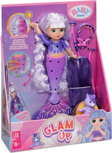 BABY born Aura Glam Up sellőlány változó színű hajjal