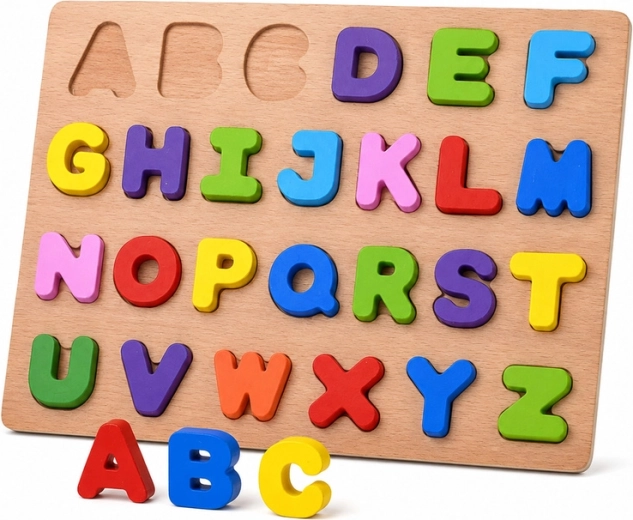 Fa ábécé puzzle – színes betűk (26 darab)