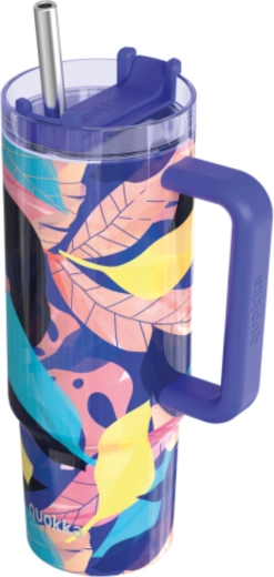 Quokka Vibe Midnight Forest rozsdamentes acél termoszbögre szívószállal, 880 ml