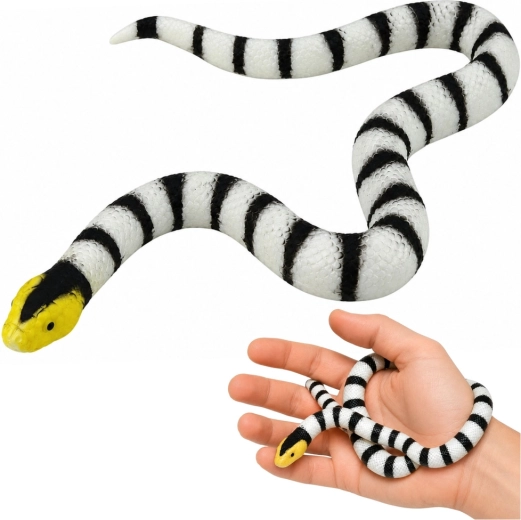 Realistisztikus gumiból készült fekete-fehér kígyó 33 cm