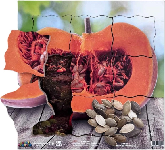 Just Jigsaws sütőtök és vegetatív növekedési szakaszai – réteges fa puzzle, 19 darab