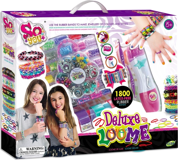 Tasia gumi karkötők készítéséhez való fonókészlet latex nélkül – 1800 db