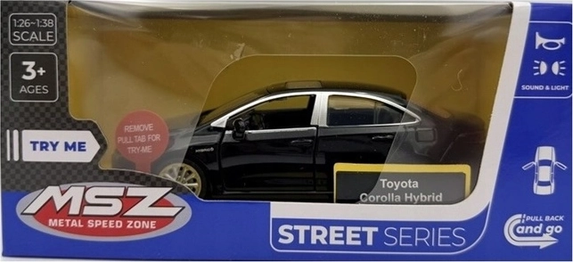 MSZ Toyota Corolla Hybrid autómodell fénnyel és hanggal, fekete