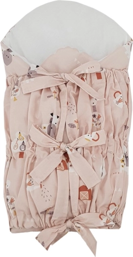 Fűzős pólya kivehető kókuszbetéttel My Farm, púderrózsaszín, 75 × 75 cm