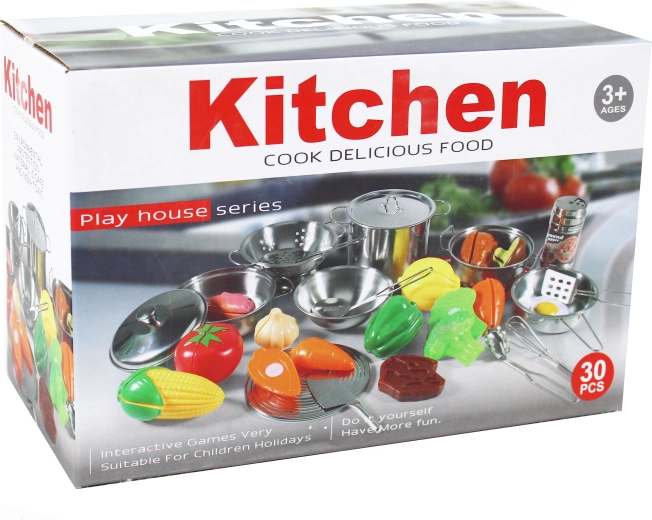 Fémedénykészlet tartozékokkal, 30 darab