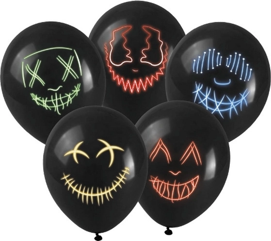 Fekete latex lufi LED-maszk mintával – 1 darab