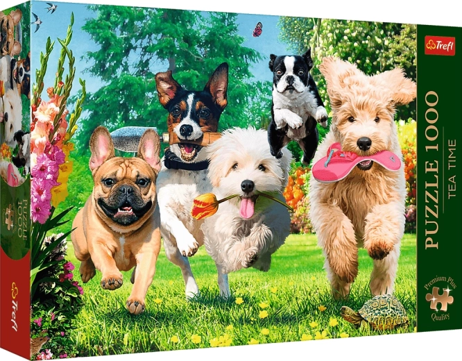 Trefl Puzzle Premium Plus Tea Time: Kutyás csínyek a kertben 1000 darab