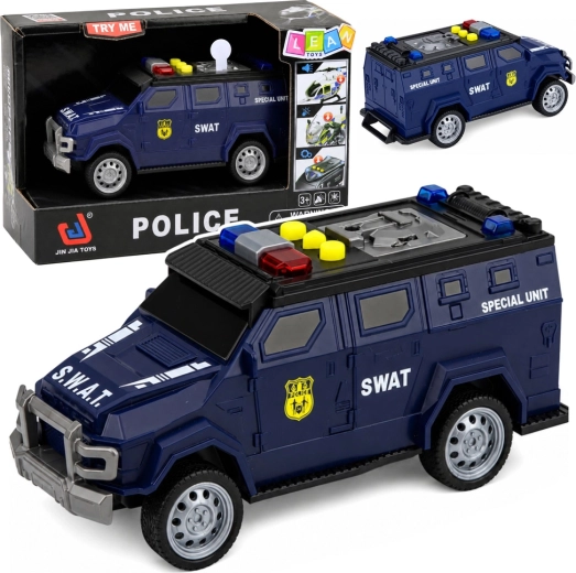 SWAT egység autó fénnyel és hanggal 1:32, 15 cm - 1 db