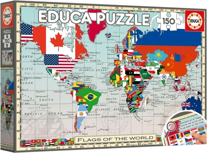 Educa Puzzle világtérkép zászlókkal 150 darab