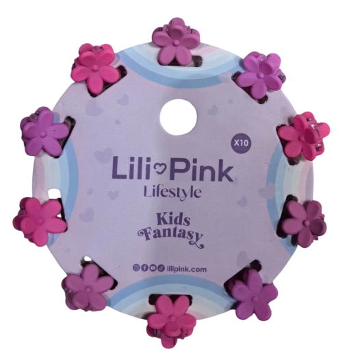 PINK hajcsat készlet virágos rózsaszín és lila (10 db)